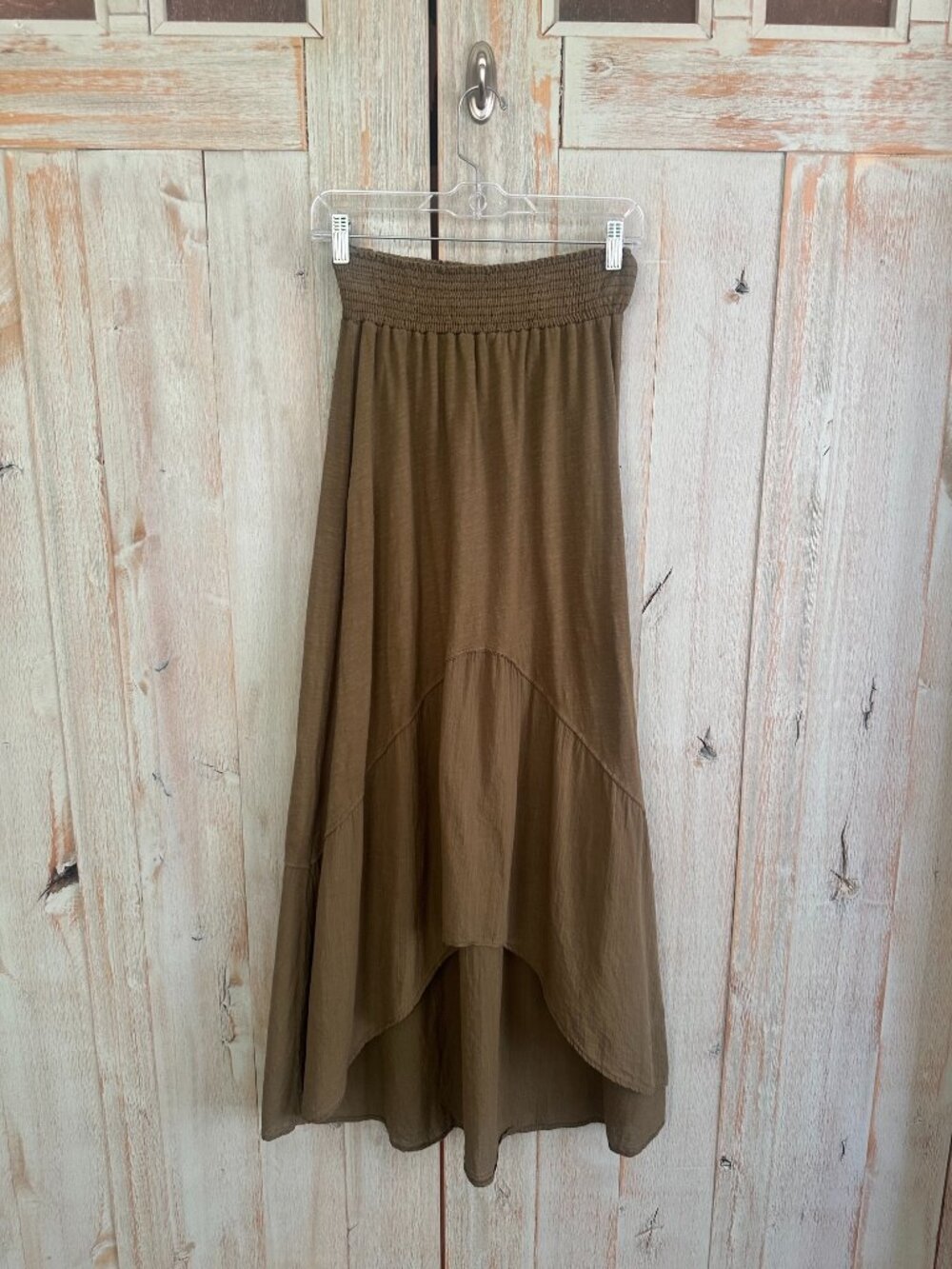 Michael Stars Olive Green High/Low Cotton and Gauze Maxi Skirt  Size S